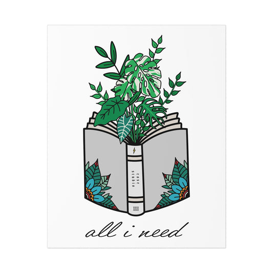 Books + Plants Wall Print